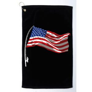 American Flag Fishing Rod 4th Of July Patriotic Fisherman Platinum Collection Golf Towel