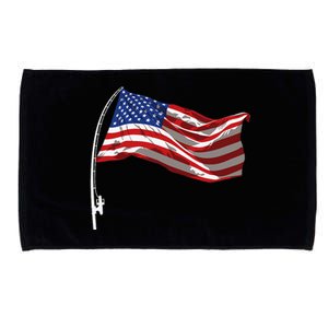 American Flag Fishing Rod 4th Of July Patriotic Fisherman Microfiber Hand Towel