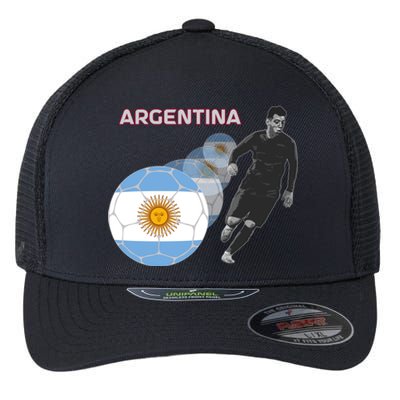 Argentina Flag Football Player World Game Winner Soccer Team Flexfit Unipanel Trucker Cap