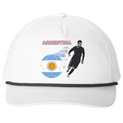 Argentina Flag Football Player World Game Winner Soccer Team Snapback Five-Panel Rope Hat