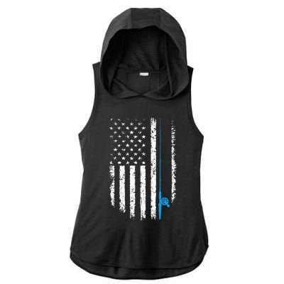 American Flag Fishing Vintage Fisherman Ladies PosiCharge Tri-Blend Wicking Draft Hoodie Tank