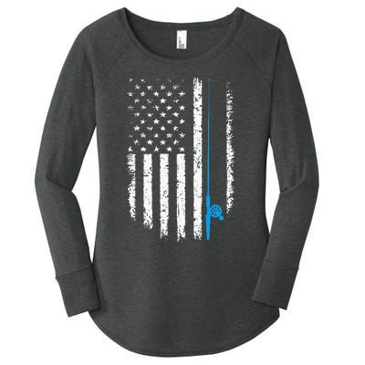 American Flag Fishing Vintage Fisherman Women's Perfect Tri Tunic Long Sleeve Shirt