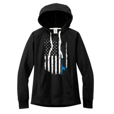 American Flag Fishing Vintage Fisherman Women's Fleece Hoodie