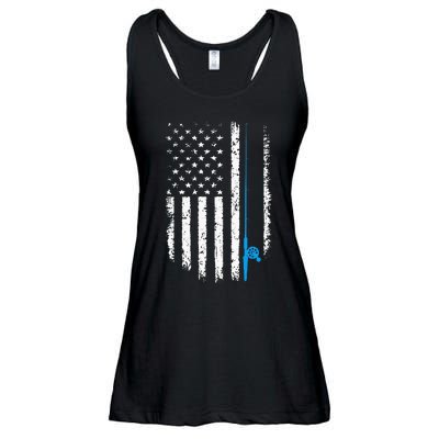 American Flag Fishing Vintage Fisherman Ladies Essential Flowy Tank