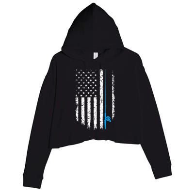 American Flag Fishing Vintage Fisherman Crop Fleece Hoodie