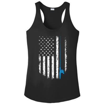 American Flag Fishing Vintage Fisherman Ladies PosiCharge Competitor Racerback Tank