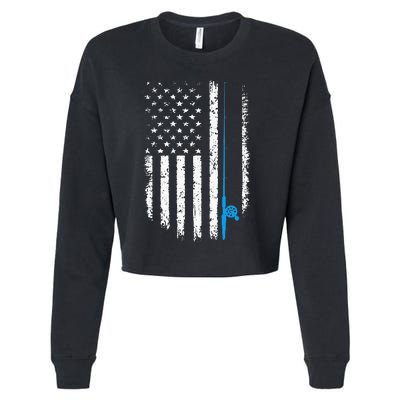 American Flag Fishing Vintage Fisherman Cropped Pullover Crew