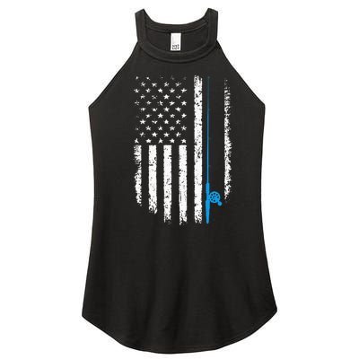 American Flag Fishing Vintage Fisherman Women's Perfect Tri Rocker Tank