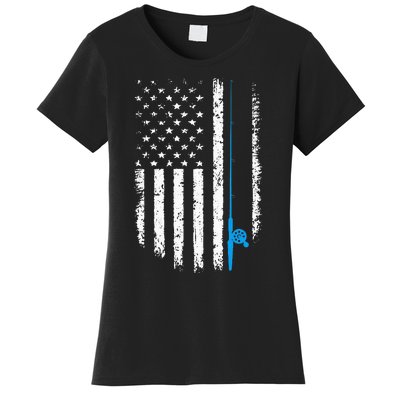 American Flag Fishing Vintage Fisherman Women's T-Shirt