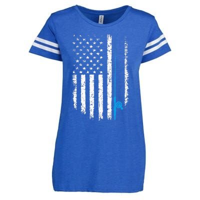 American Flag Fishing Vintage Fisherman Enza Ladies Jersey Football T-Shirt