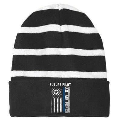 Air Force Future Pilot 4th Of July Striped Beanie with Solid Band