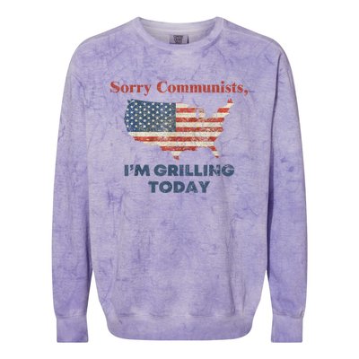 American Flag Funny Sorry Communists Im Grilling Today Gift Colorblast Crewneck Sweatshirt