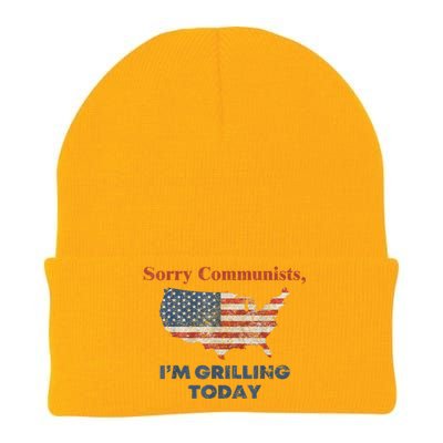 American Flag Funny Sorry Communists Im Grilling Today Gift Knit Cap Winter Beanie