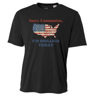 American Flag Funny Sorry Communists Im Grilling Today Gift Cooling Performance Crew T-Shirt