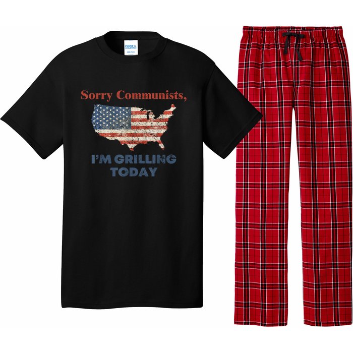 American Flag Funny Sorry Communists Im Grilling Today Gift Pajama Set