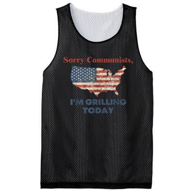 American Flag Funny Sorry Communists Im Grilling Today Gift Mesh Reversible Basketball Jersey Tank