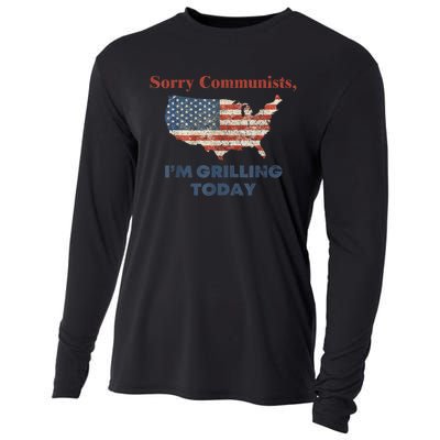 American Flag Funny Sorry Communists Im Grilling Today Gift Cooling Performance Long Sleeve Crew