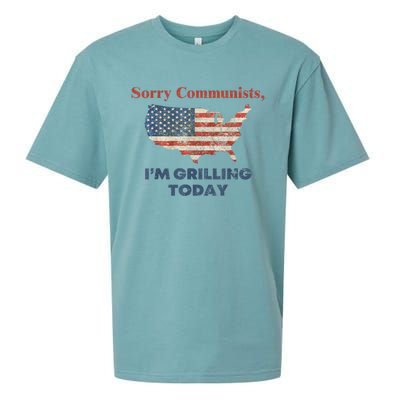 American Flag Funny Sorry Communists Im Grilling Today Gift Sueded Cloud Jersey T-Shirt