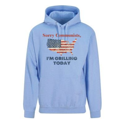 American Flag Funny Sorry Communists Im Grilling Today Gift Unisex Surf Hoodie