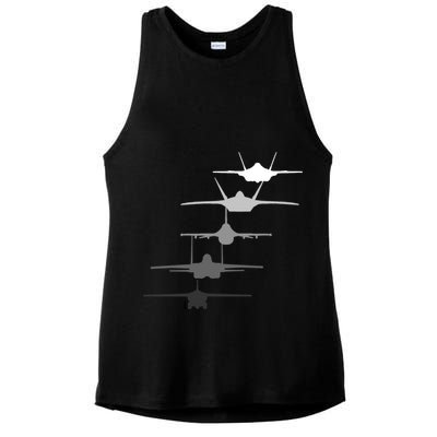 Air Force Fighter Jets F-4 F-111 F-15 F-16 F-22 F-35 Ladies PosiCharge Tri-Blend Wicking Tank