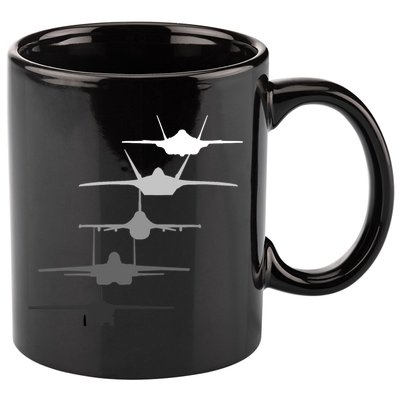 Air Force Fighter Jets F-4 F-111 F-15 F-16 F-22 F-35 11oz C Handle Ceramic Mug