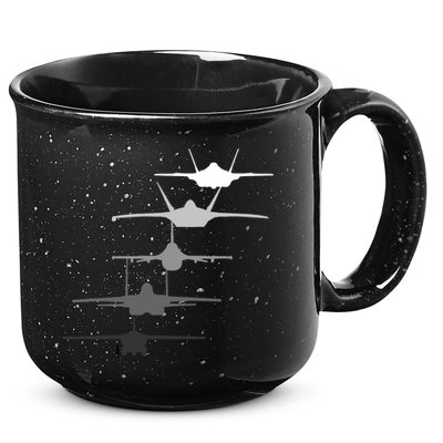 Air Force Fighter Jets F-4 F-111 F-15 F-16 F-22 F-35 15oz Campfire Ceramic Mug