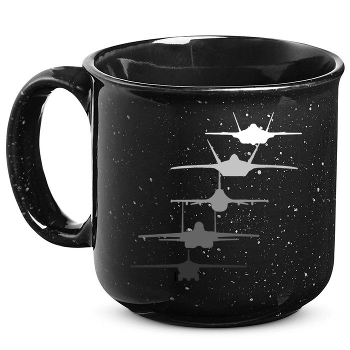 Air Force Fighter Jets F-4 F-111 F-15 F-16 F-22 F-35 15oz Campfire Ceramic Mug