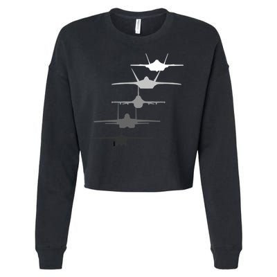 Air Force Fighter Jets F-4 F-111 F-15 F-16 F-22 F-35 Cropped Pullover Crew