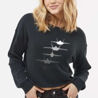 Air Force Fighter Jets F-4 F-111 F-15 F-16 F-22 F-35 Cropped Pullover Crew