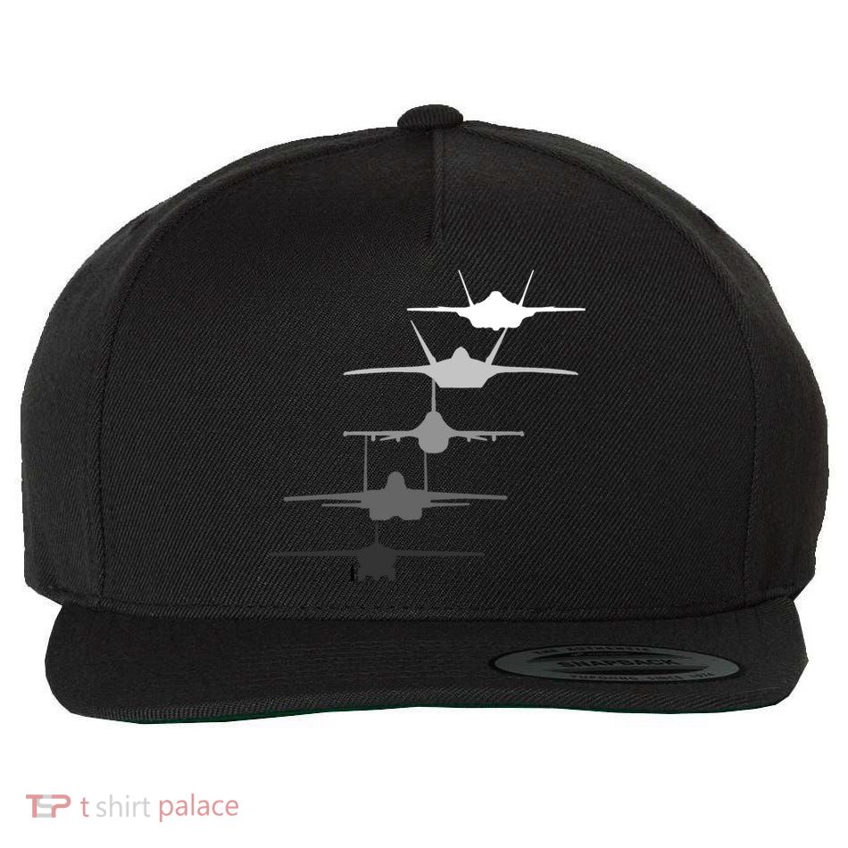 Air Force Fighter Jets F-4 F-111 F-15 F-16 F-22 F-35 Wool Snapback Cap