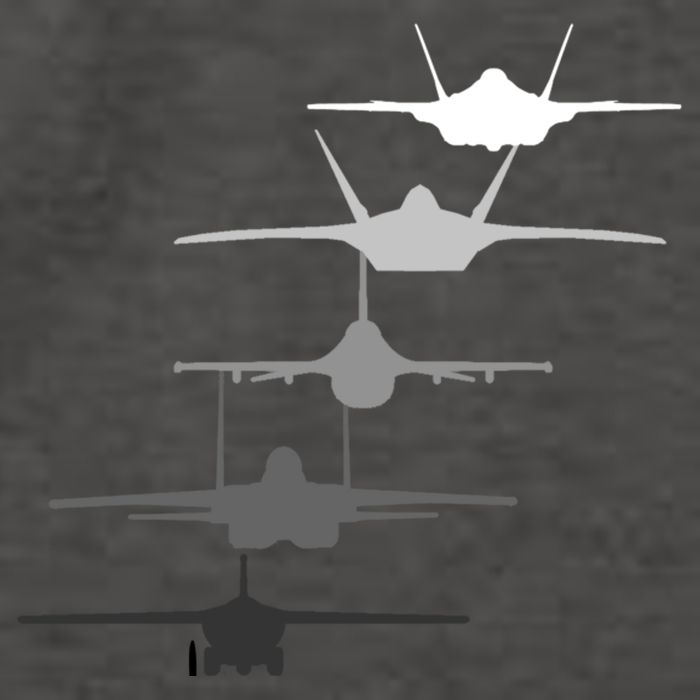 Air Force Fighter Jets F-4 F-111 F-15 F-16 F-22 F-35 Vector Backpack