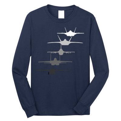 Air Force Fighter Jets F-4 F-111 F-15 F-16 F-22 F-35 Long Sleeve Shirt
