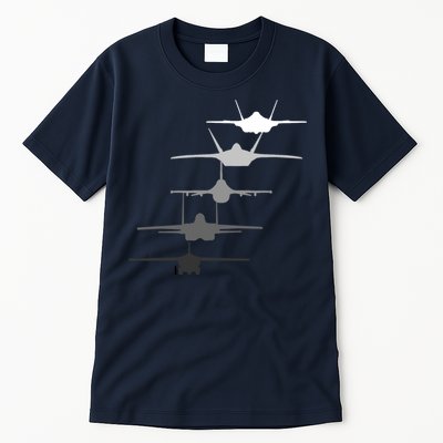 Air Force Fighter Jets F-4 F-111 F-15 F-16 F-22 F-35 Tall T-Shirt
