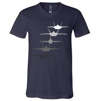 Air Force Fighter Jets F-4 F-111 F-15 F-16 F-22 F-35 V-Neck T-Shirt