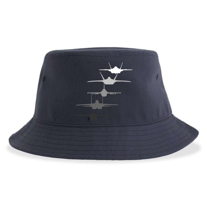 Air Force Fighter Jets F-4 F-111 F-15 F-16 F-22 F-35 Sustainable Bucket Hat