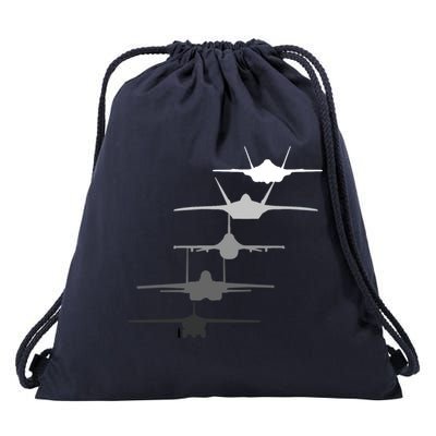 Air Force Fighter Jets F-4 F-111 F-15 F-16 F-22 F-35 Drawstring Bag