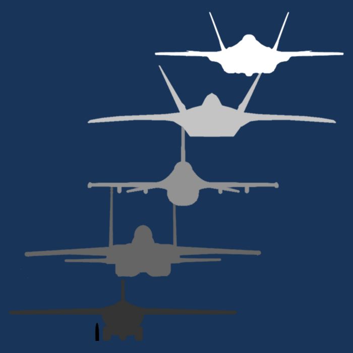 Air Force Fighter Jets F-4 F-111 F-15 F-16 F-22 F-35 Drawstring Bag