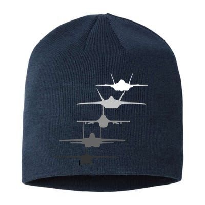 Air Force Fighter Jets F-4 F-111 F-15 F-16 F-22 F-35 Sustainable Beanie