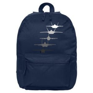 Air Force Fighter Jets F-4 F-111 F-15 F-16 F-22 F-35 16 in Basic Backpack