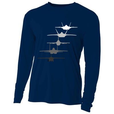 Air Force Fighter Jets F-4 F-111 F-15 F-16 F-22 F-35 Cooling Performance Long Sleeve Crew