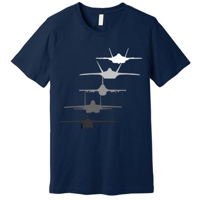 Air Force Fighter Jets F-4 F-111 F-15 F-16 F-22 F-35 Premium T-Shirt