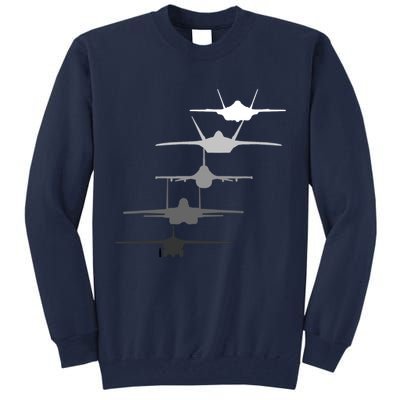 Air Force Fighter Jets F-4 F-111 F-15 F-16 F-22 F-35 Tall Sweatshirt