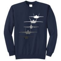 Air Force Fighter Jets F-4 F-111 F-15 F-16 F-22 F-35 Tall Sweatshirt