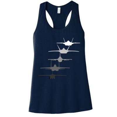 Air Force Fighter Jets F-4 F-111 F-15 F-16 F-22 F-35 Womens Tank Top