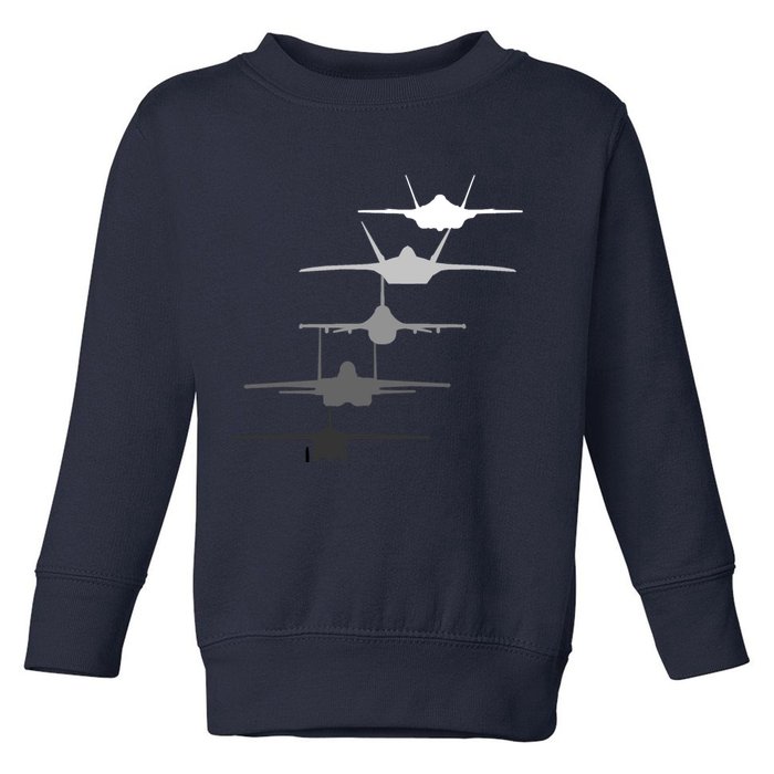 Air Force Fighter Jets F-4 F-111 F-15 F-16 F-22 F-35 Toddler Sweatshirt