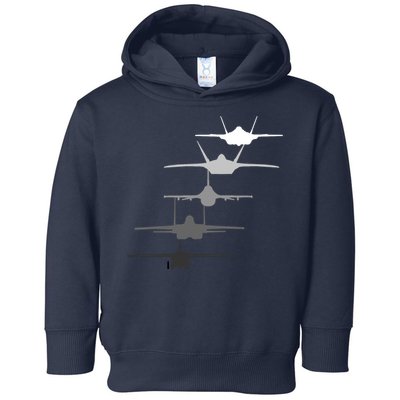 Air Force Fighter Jets F-4 F-111 F-15 F-16 F-22 F-35 Toddler Hoodie
