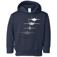 Air Force Fighter Jets F-4 F-111 F-15 F-16 F-22 F-35 Toddler Hoodie