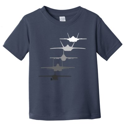 Air Force Fighter Jets F-4 F-111 F-15 F-16 F-22 F-35 Toddler T-Shirt