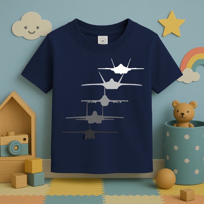 Air Force Fighter Jets F-4 F-111 F-15 F-16 F-22 F-35 Toddler T-Shirt
