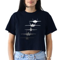 Air Force Fighter Jets F-4 F-111 F-15 F-16 F-22 F-35 Crop Top